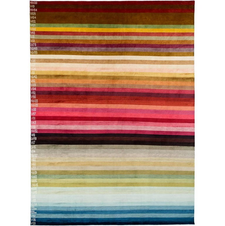 A Contemporary Silk Area Rug Multi Colors By CARINI 9x12 For Sale at