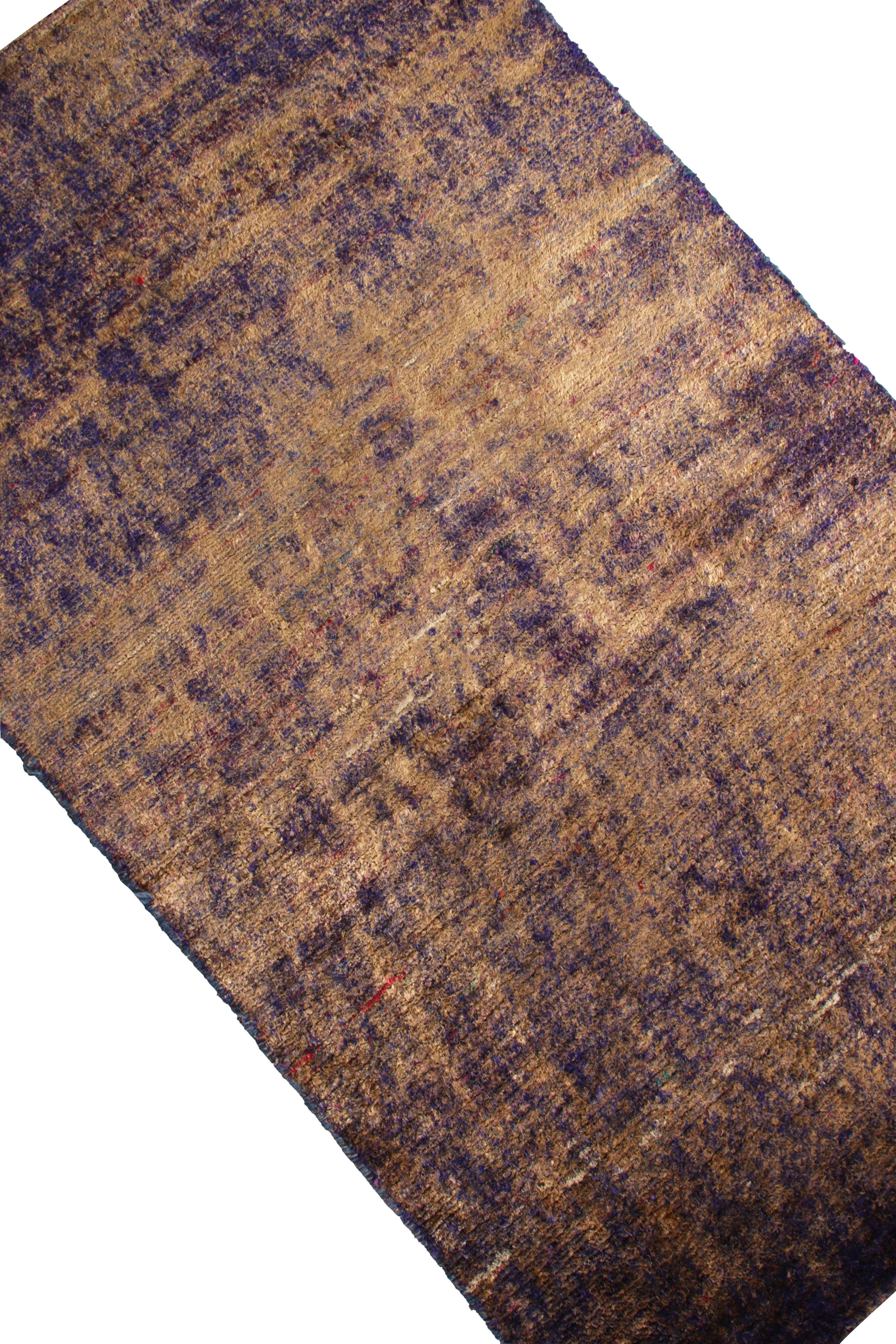 Hand-Knotted Rug & Kilim's Modern Silk Rug Beige Brown Textural Custom Pattern