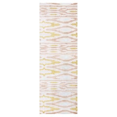 Modern Silk Runner In Beige With Shimmering Gold Ikat Accents "Lustre Ikat"