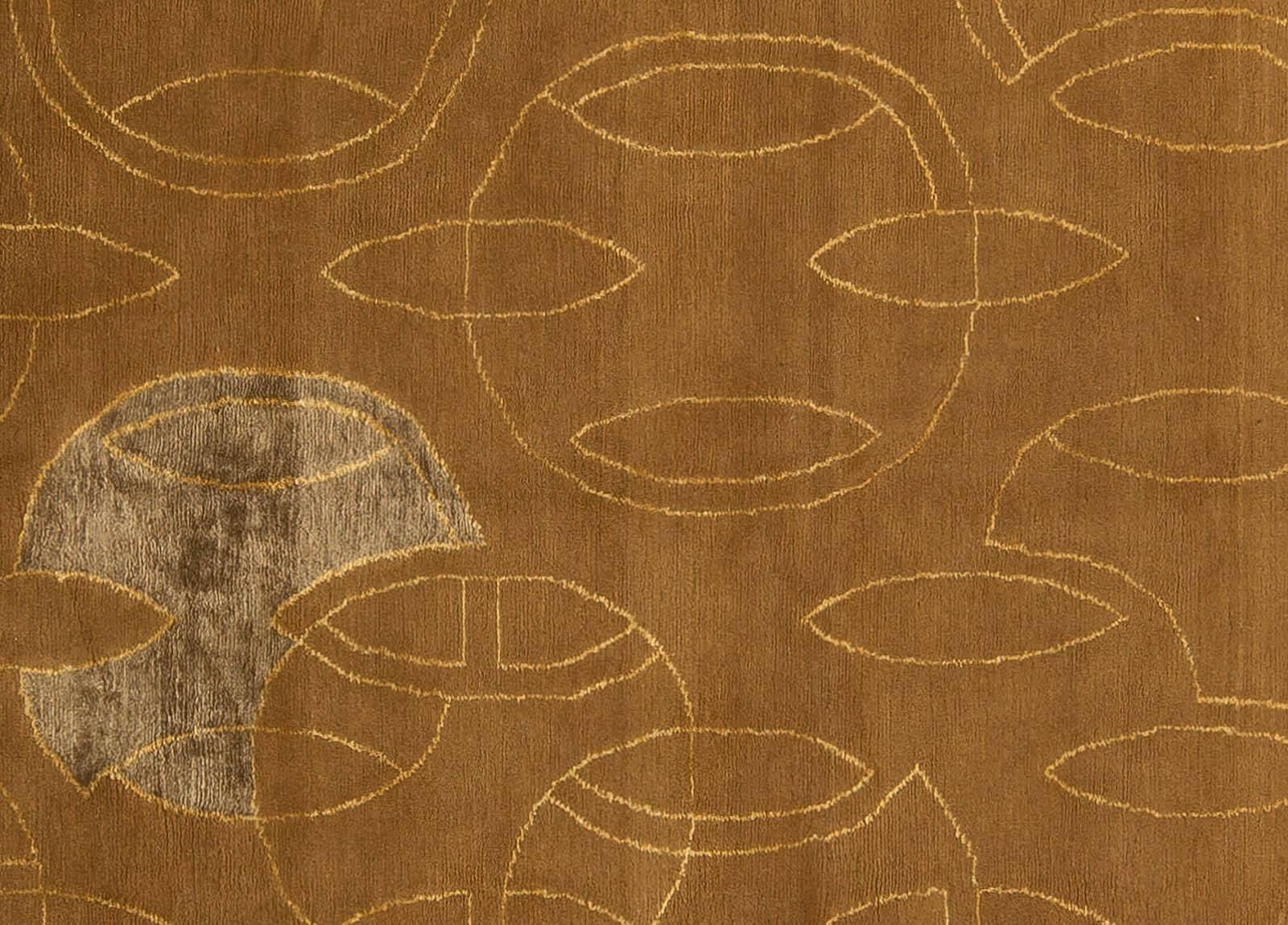 Tappeto geometrico moderno in seta e lana con motivo lunare su fondo marrone di Doris Leslie Blau
Dimensioni: 9'0