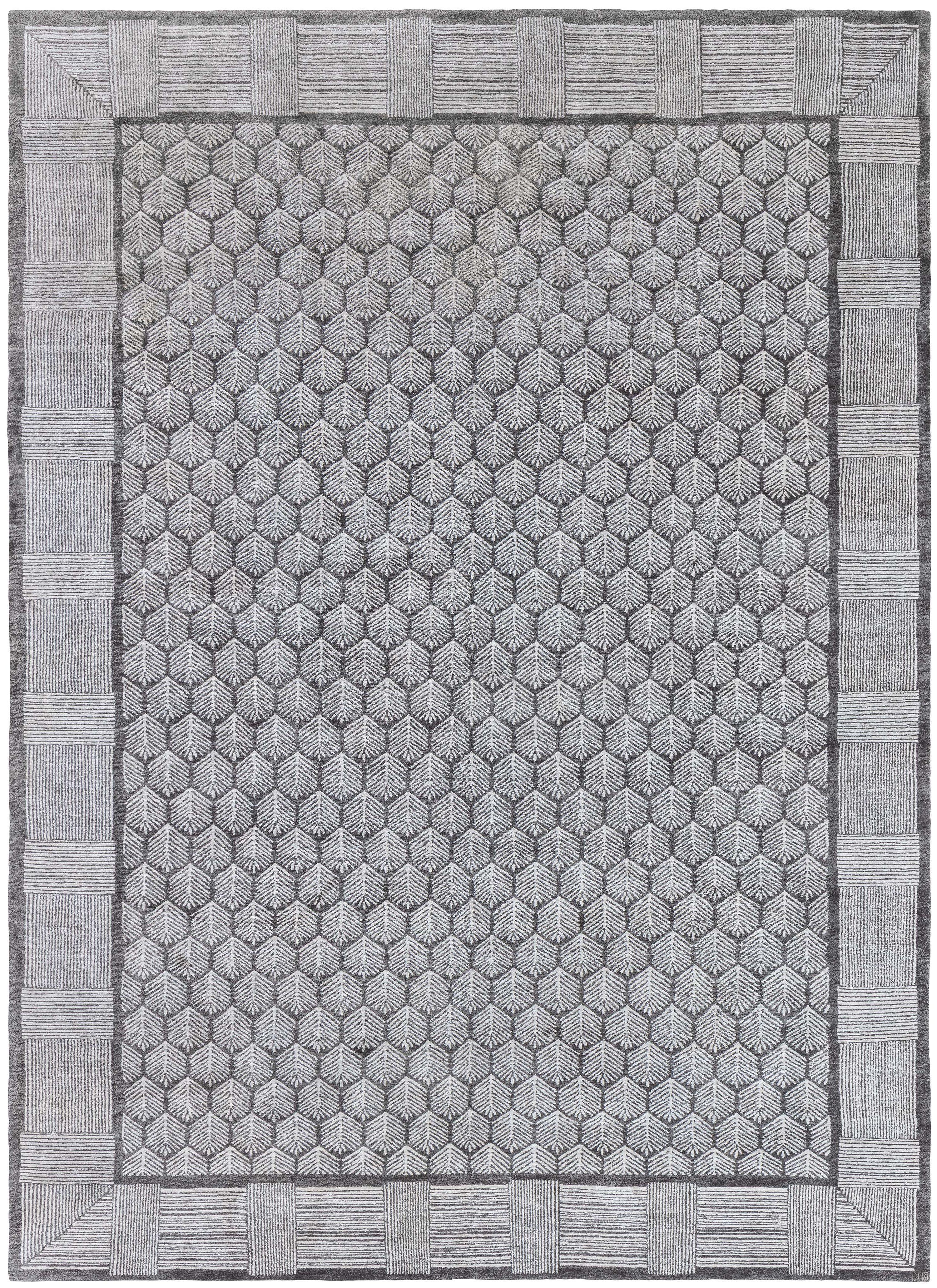 Tappeto moderno in seta e lana con disegno geometrico di Doris Leslie Blau
