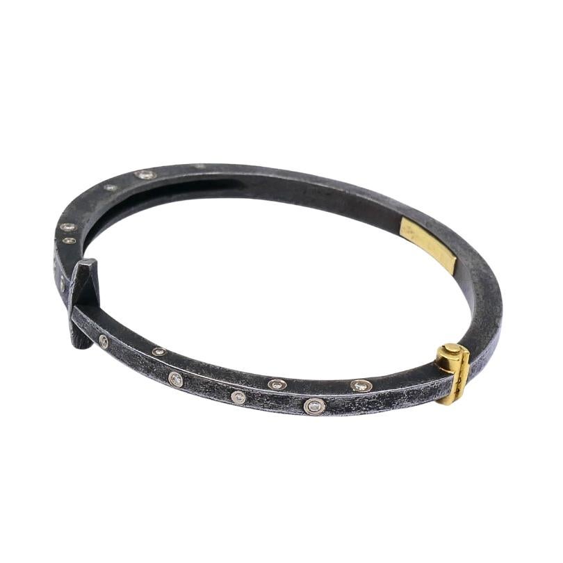 Femenino o masculino Brazalete moderno de plata y oro de 18 quilates con detalles de diamantes en venta