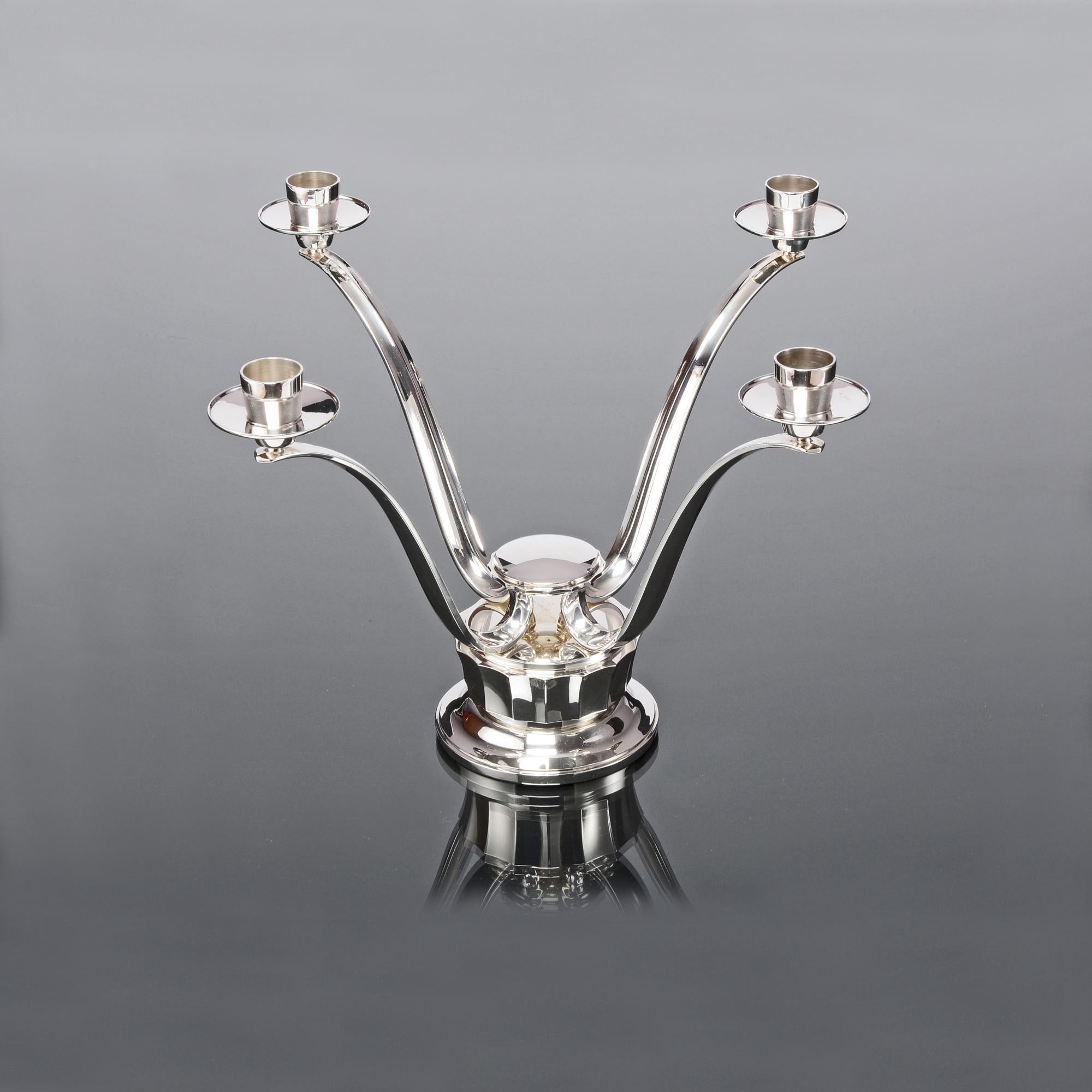 Mid-20th Century Modern Silver 4-Light Candelabrum For Sale