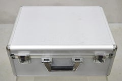 Modern Silver Aluminum Metal 17" Hard Case Storage Box Briefcase Carry On Bag