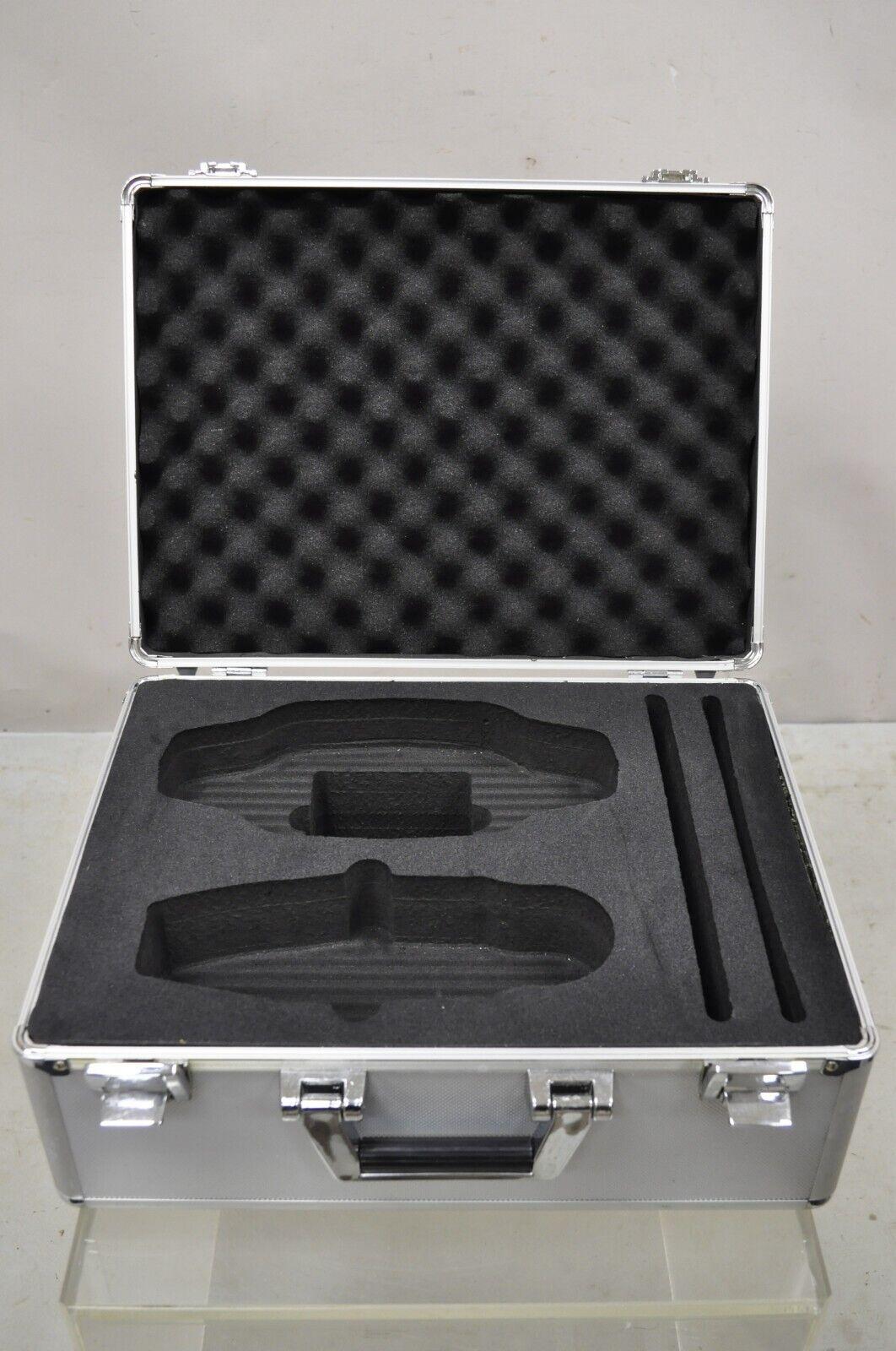 20th Century Modern Silver Aluminum Metal Storage Box Briefcase Carry Bag For Sale