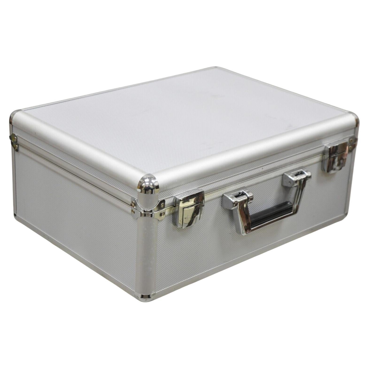 Moderne Silber Aluminium Metall 17" Aufbewahrungsbox Aktentasche/Schubladentasche