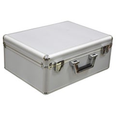 Retro Modern Silver Aluminum Metal Storage Box Briefcase Carry Bag