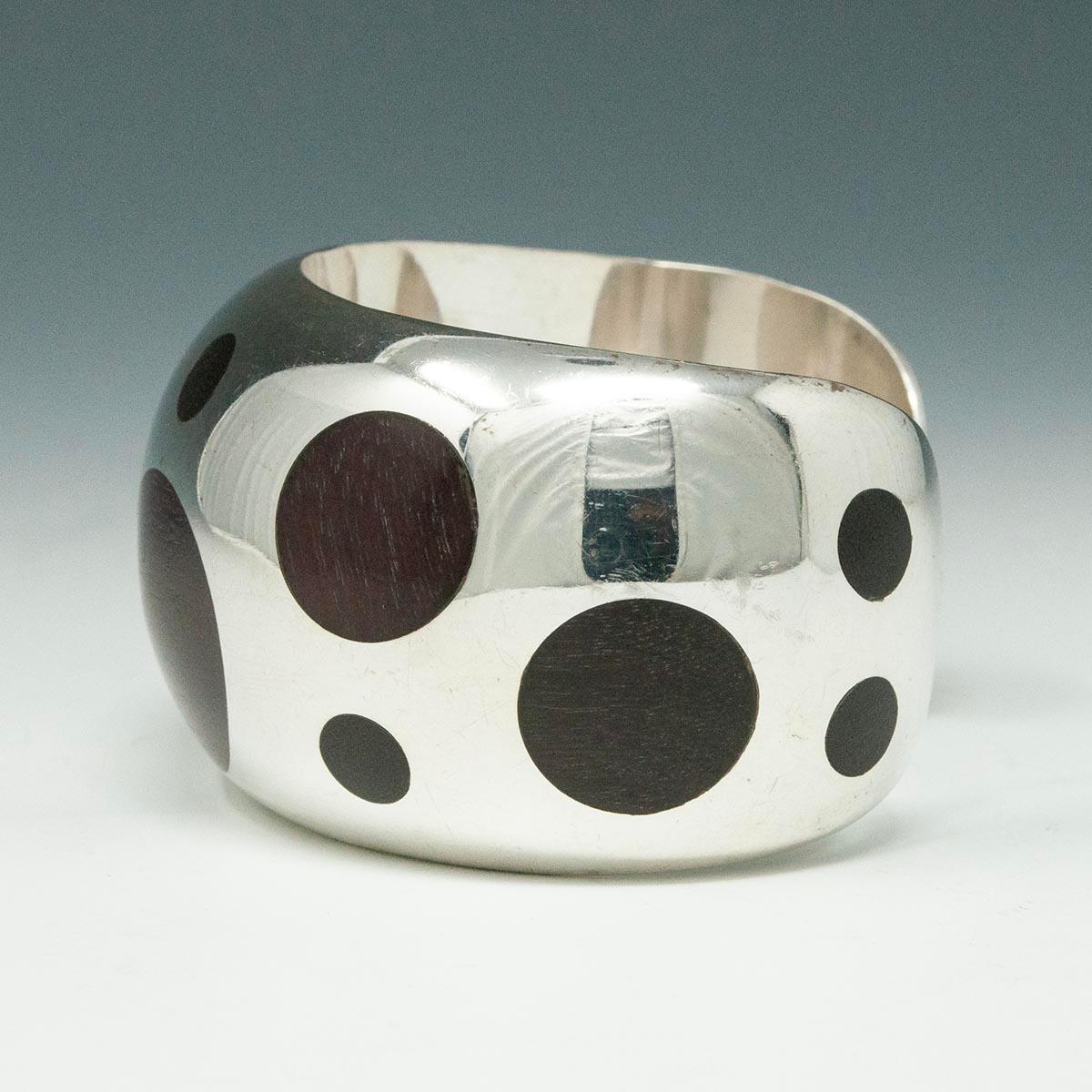 Modern Silver and Rosewood Cuff, Mexico In Good Condition For Sale In Point Richmond, CA