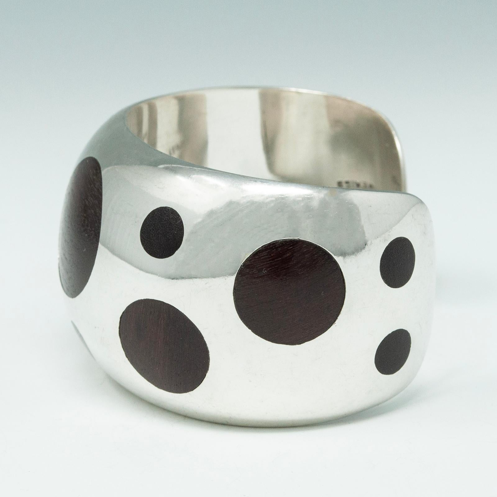 Women's Modern Silver and Rosewood Cuff, Mexico