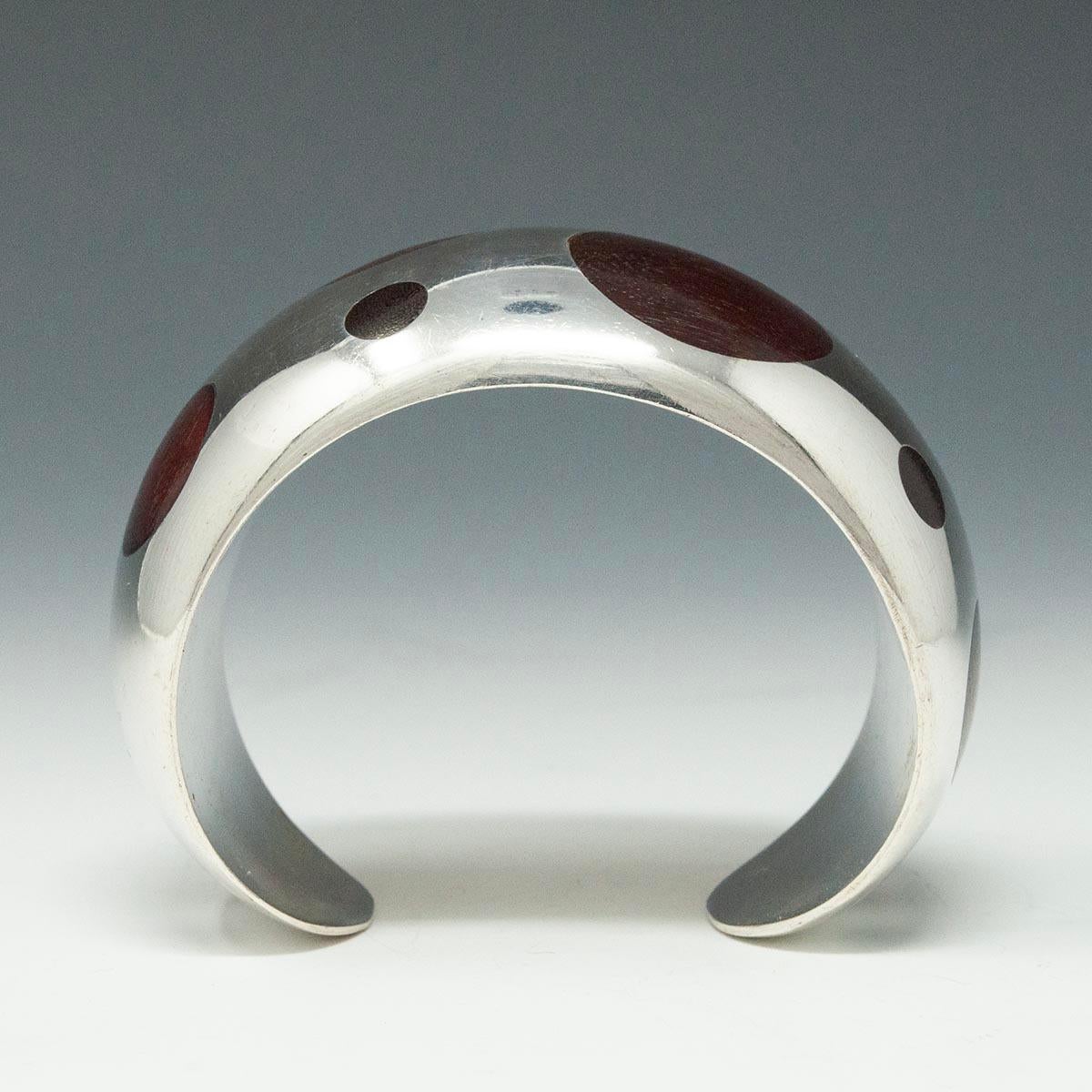 Modern Silver and Rosewood Cuff, Mexico For Sale 1