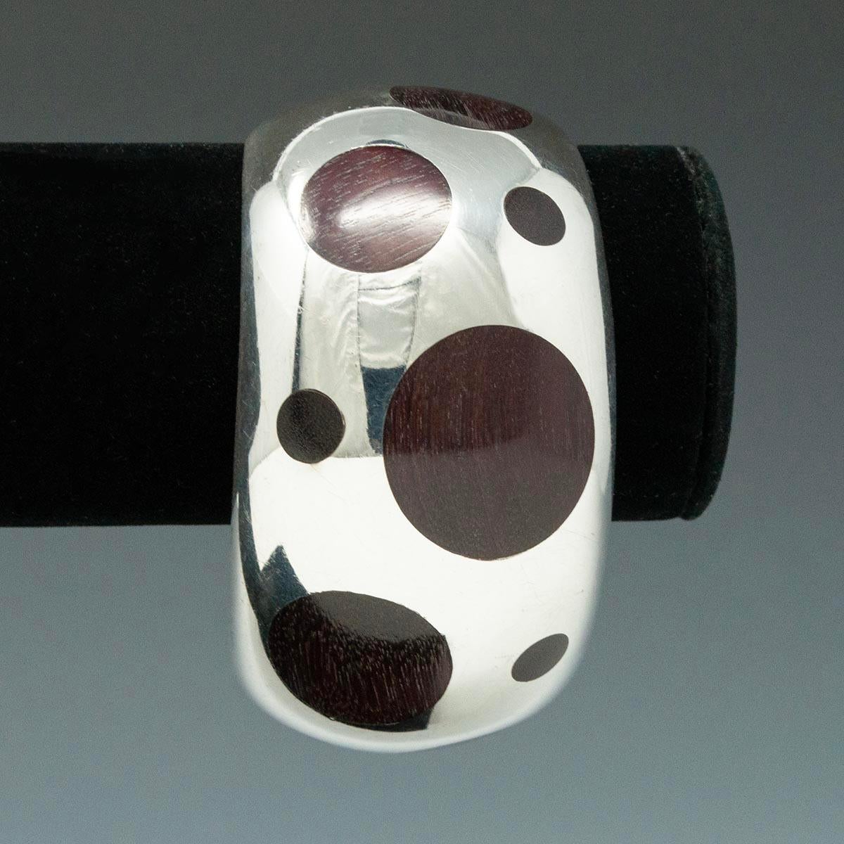 Modern Silver and Rosewood Cuff, Mexico For Sale 2
