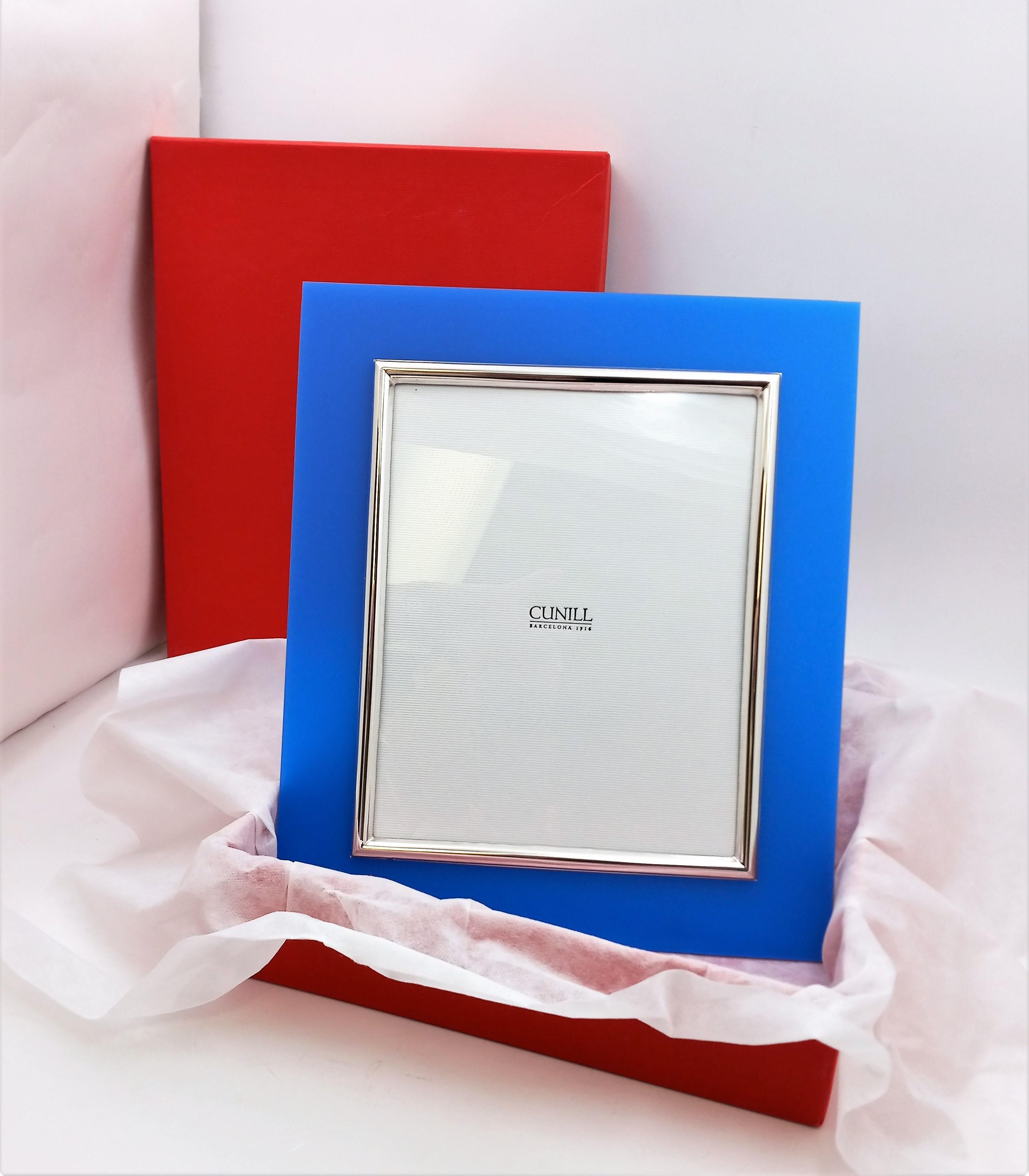 Modern Silver & Blue 'Possibly' Bakelite Frame-Brand New in Original Box In Excellent Condition For Sale In New York, NY