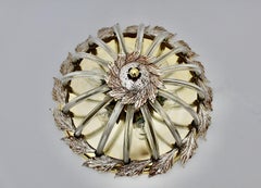 Modern Silver Brass Glass Vintage Circular Flush Mount 1970s Italy
