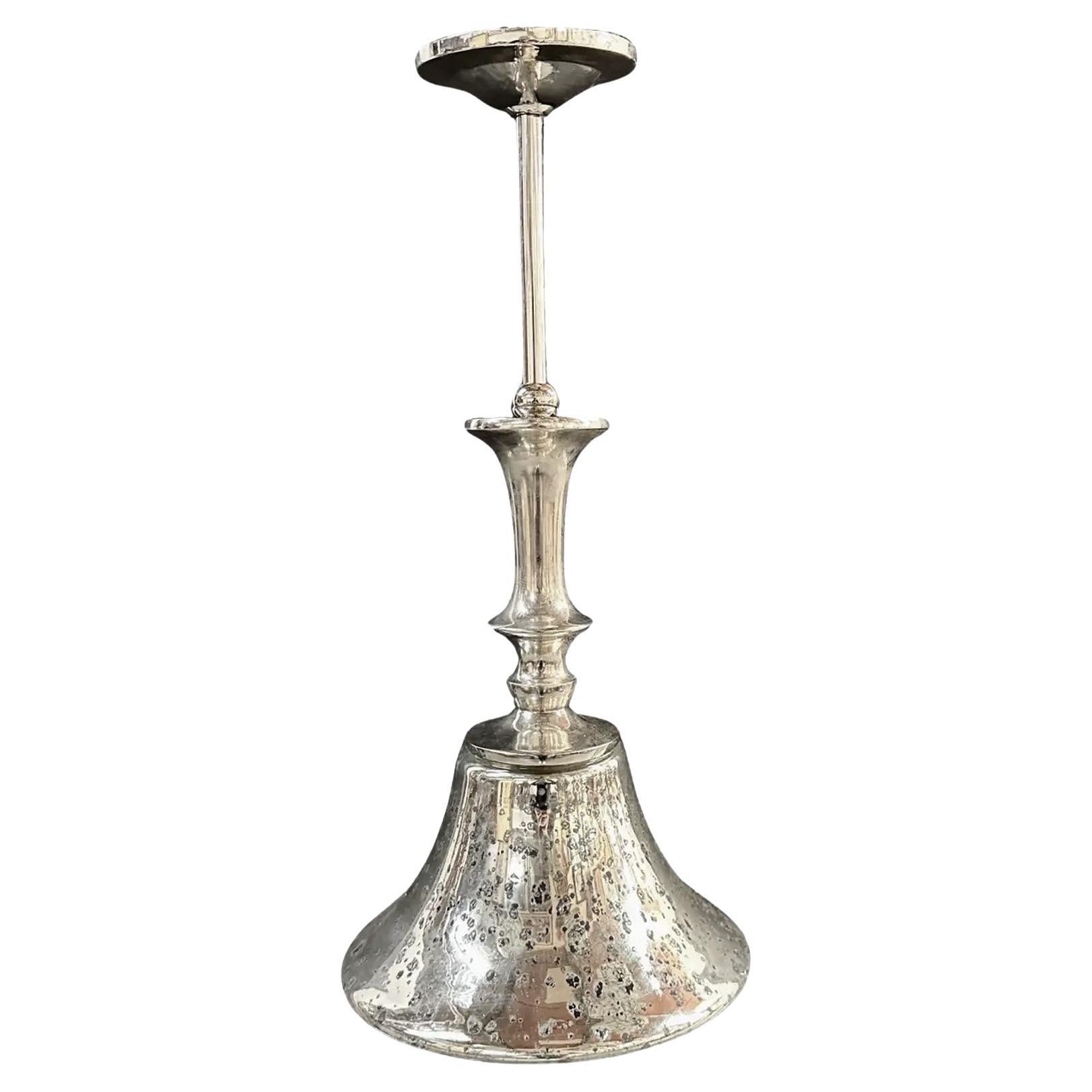 Modern Silver Cone Pendant in Antiqued Finish  For Sale