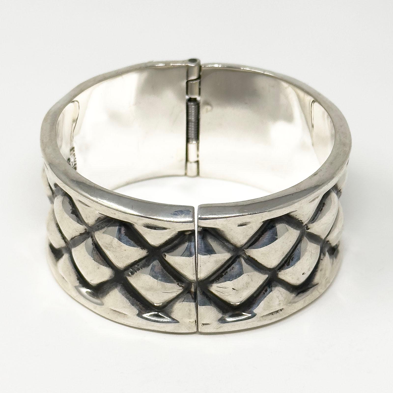 da uomo o donna Bracciale moderno in argento con motivo a diamante proveniente dal Messico in vendita