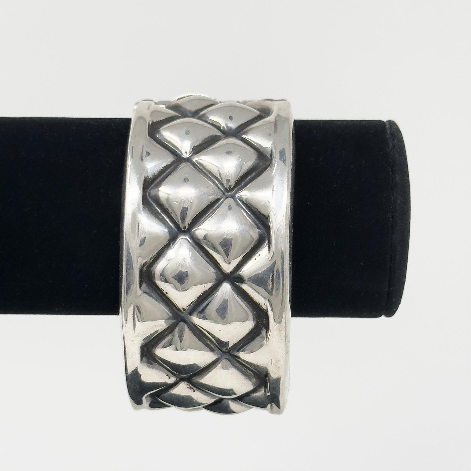 Bracciale moderno in argento con motivo a diamante proveniente dal Messico in vendita 4