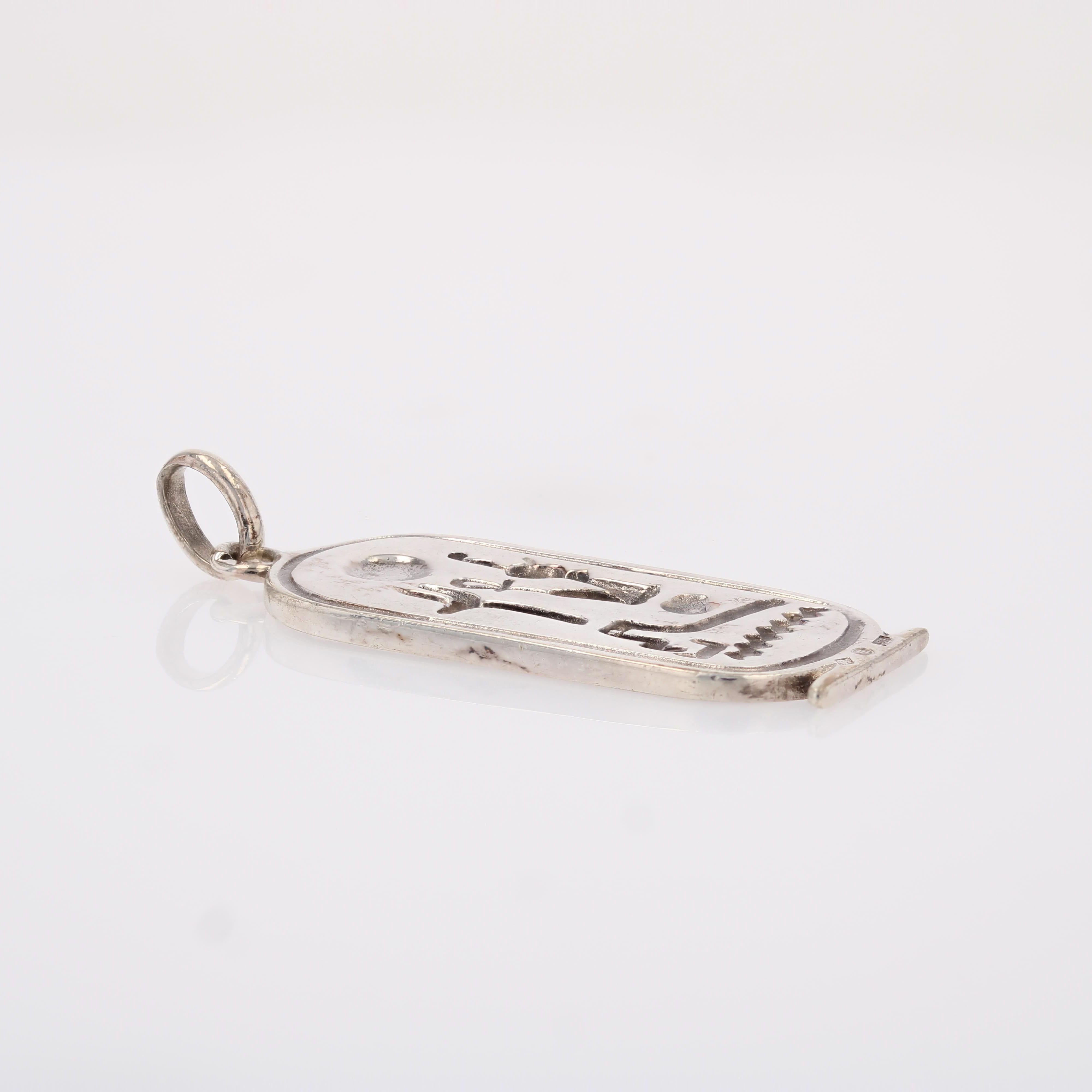 Modern Silver Egyptian Cartouche Pendant For Sale 6