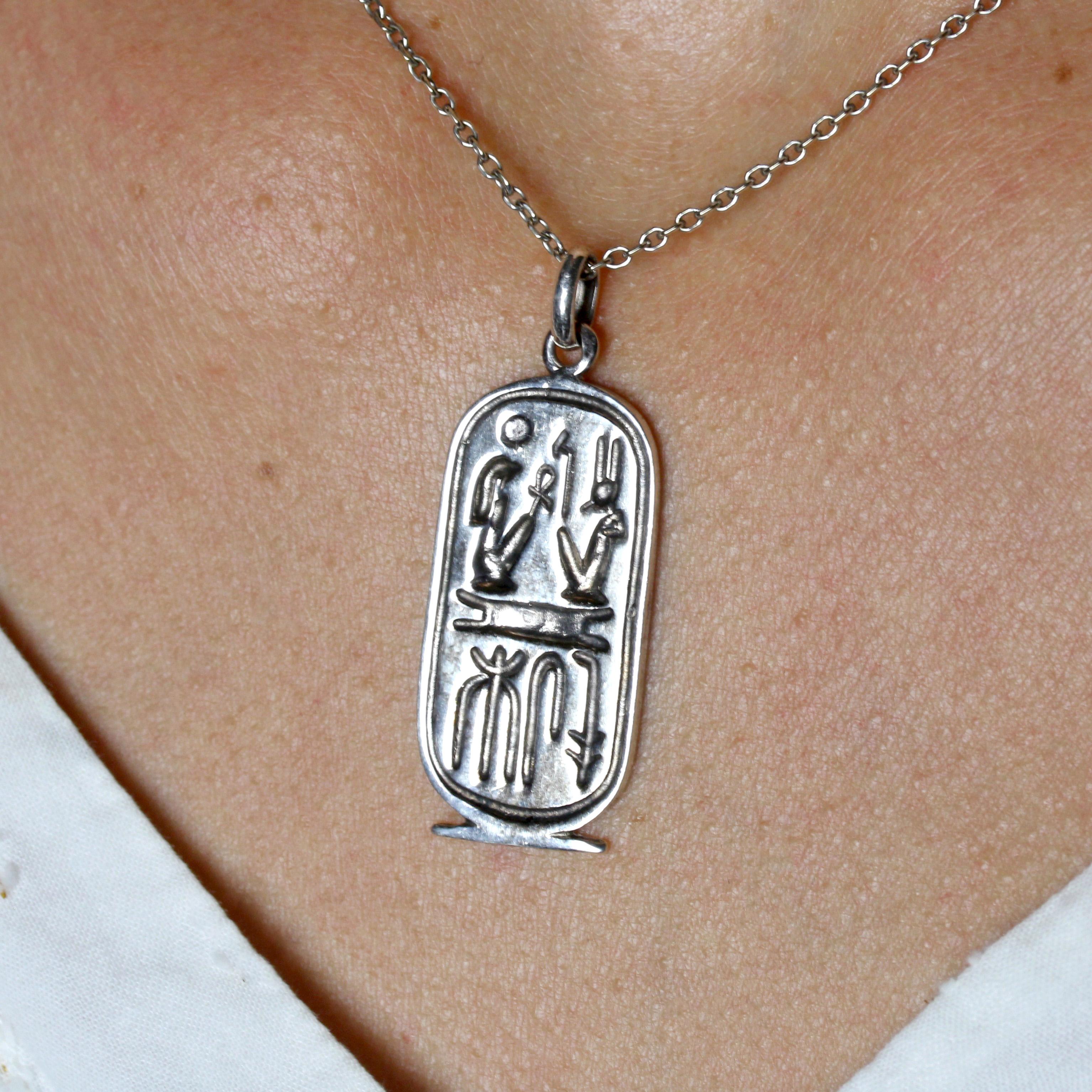 Modern Silver Egyptian Cartouche Pendant For Sale 4