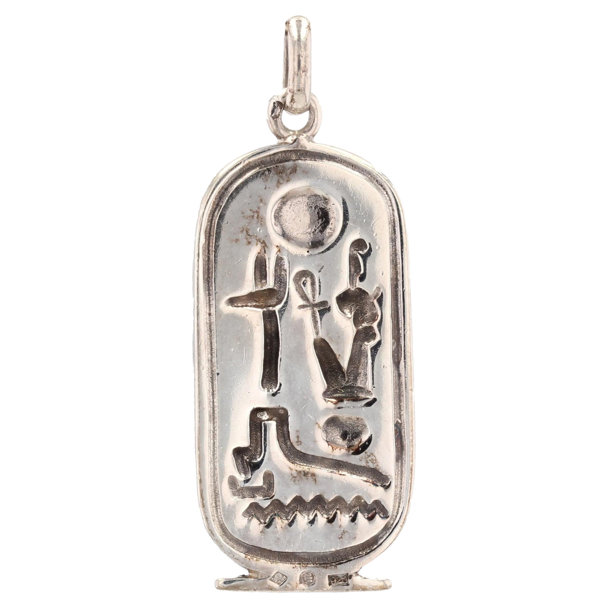 Modern Silver Egyptian Cartouche Pendant For Sale