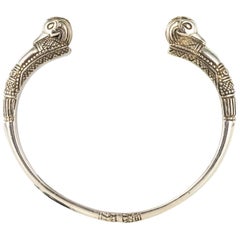 Modern Silver Etruscan Style Open Bangle Bracelet