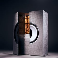 Meuble de bar de luxe moderne en finition Silver