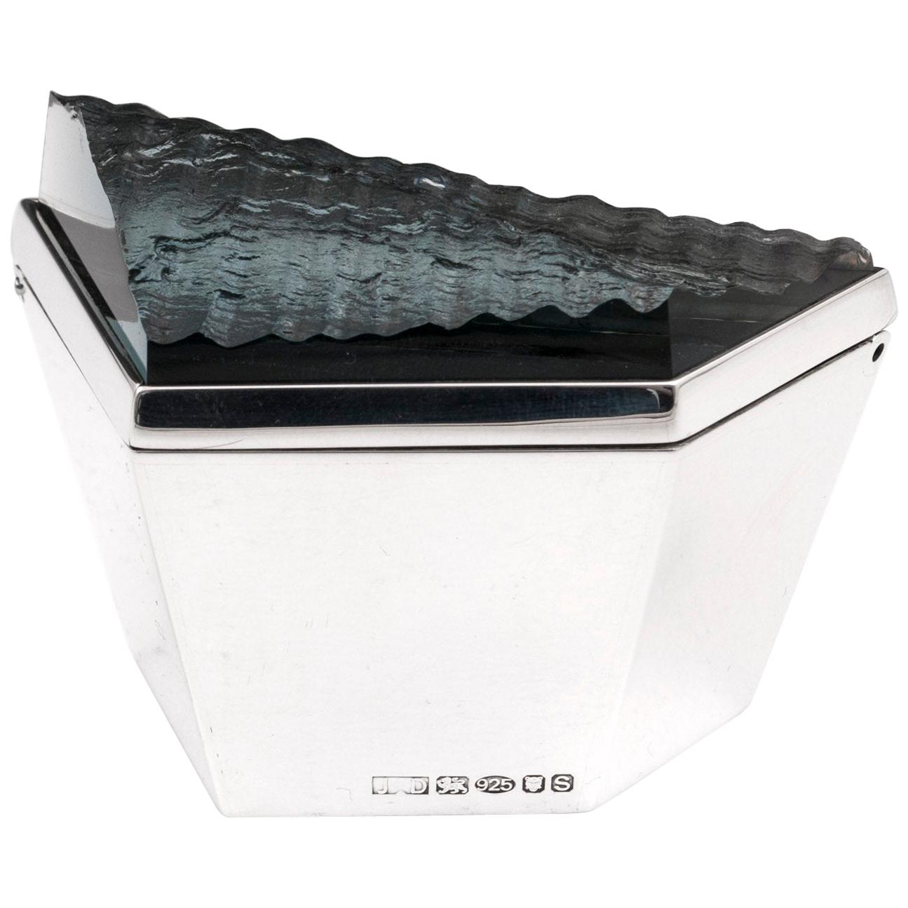 Contemporary Silver Glass Box by London Silversmith James Dougall, 21st Century For Sale