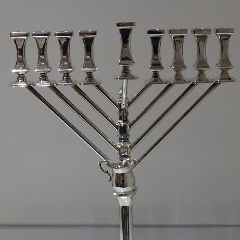 Modern Silver Israeli Menorah Hazorfim For Sale at 1stDibs