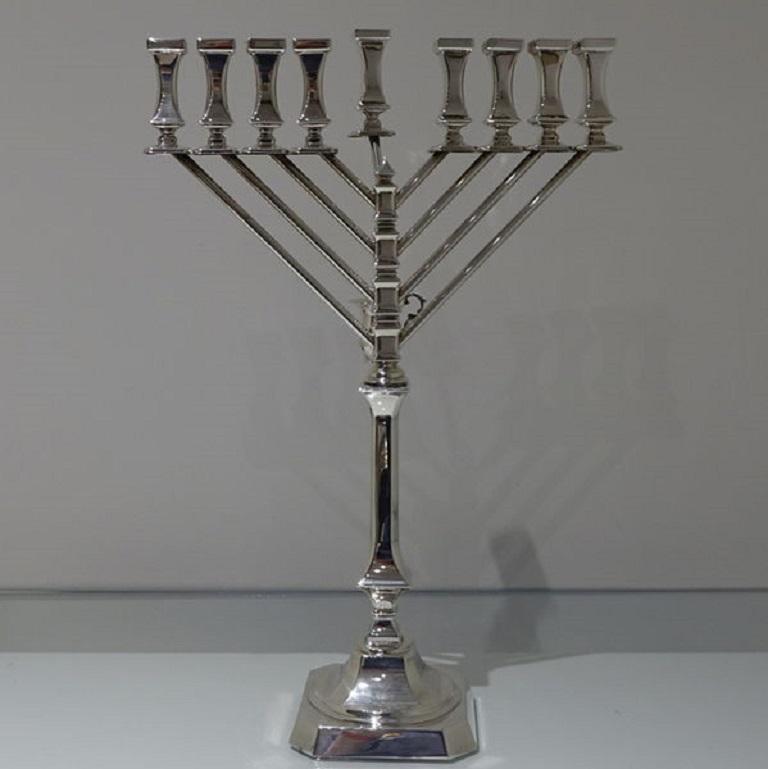 Modern Silver Israeli Menorah Hazorfim For Sale at 1stDibs