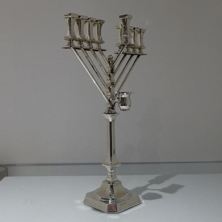 Modern Silver Israeli Menorah Hazorfim For Sale at 1stDibs