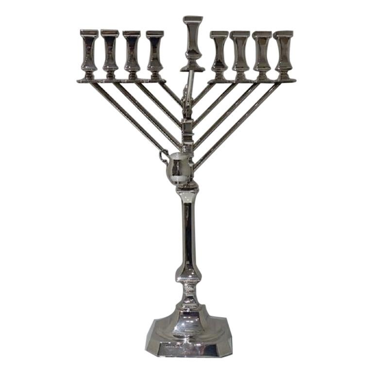 Modern Silver Israeli Menorah Hazorfim For Sale at 1stDibs