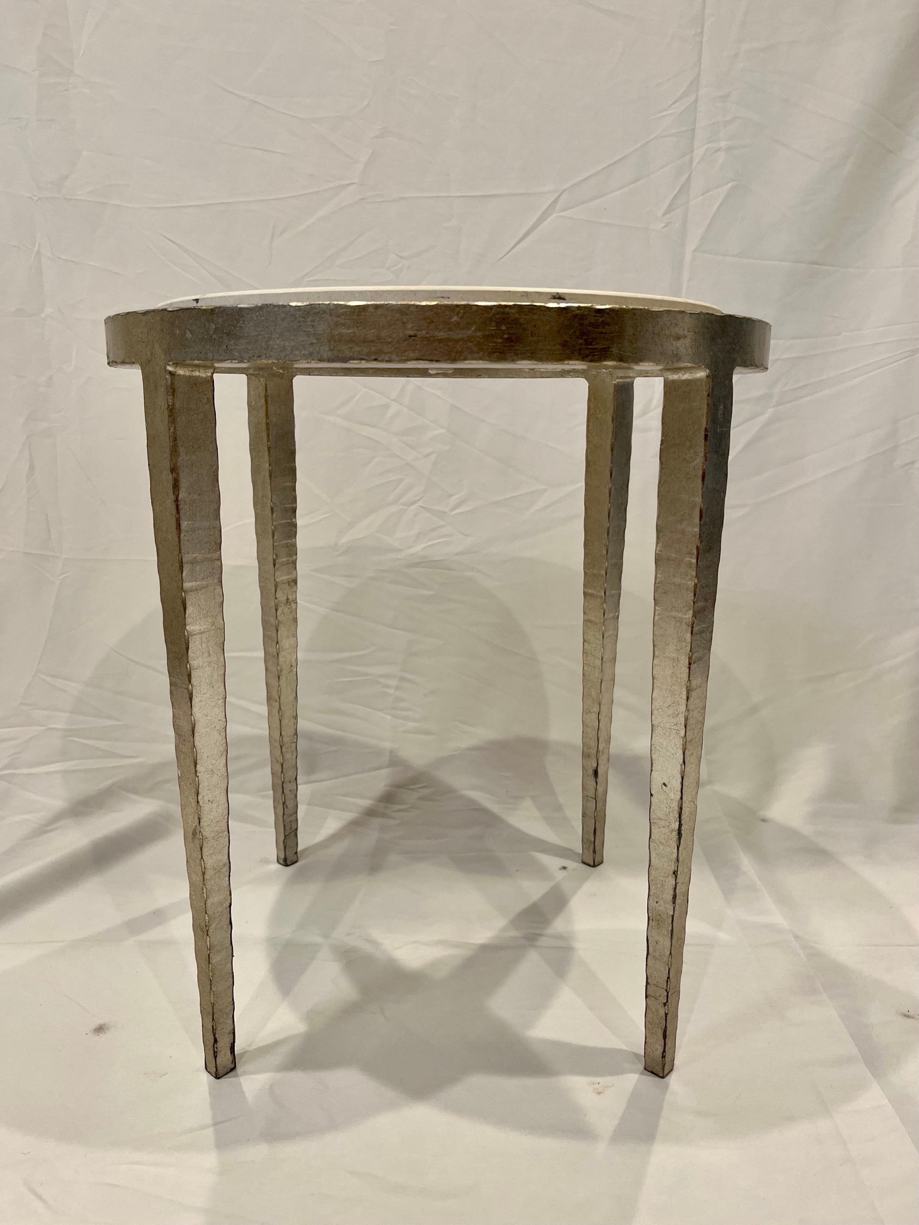 Organic Modern Modern Silver Leaf Iron Table For Sale