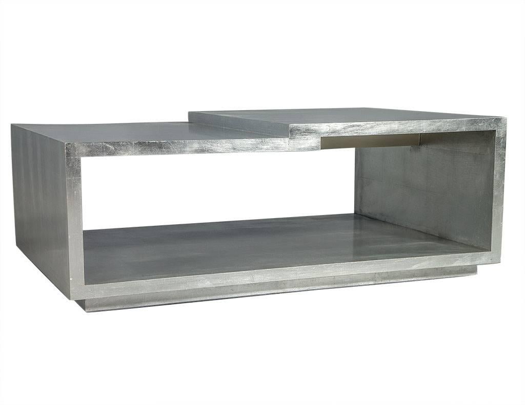 American Modern Silver Leafed Cocktail Table