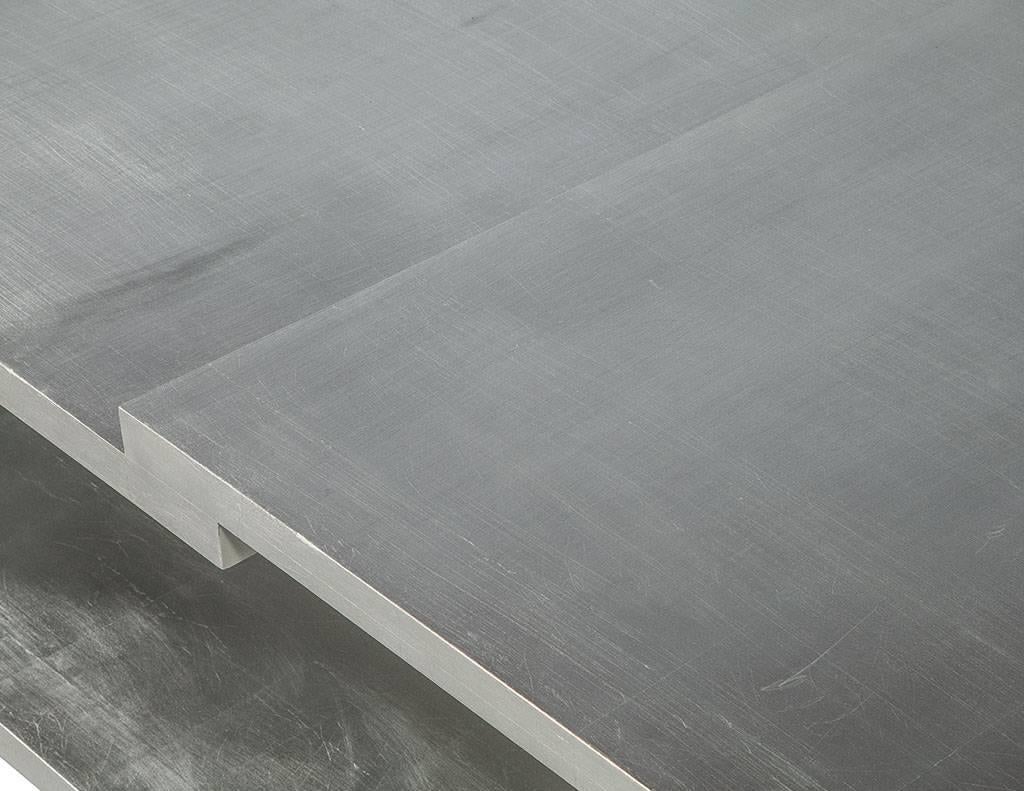 Contemporary Modern Silver Leafed Cocktail Table