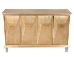 Console moderne en cuir argenté en or champagne