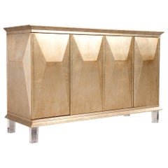 Modern Silver Leafed Console Cabinet in Champagne Gold