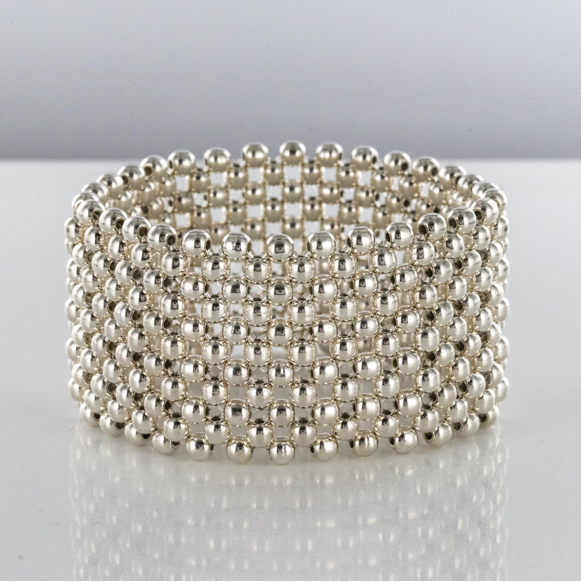 Modern Silver Pearls Cuff Bracelet 6