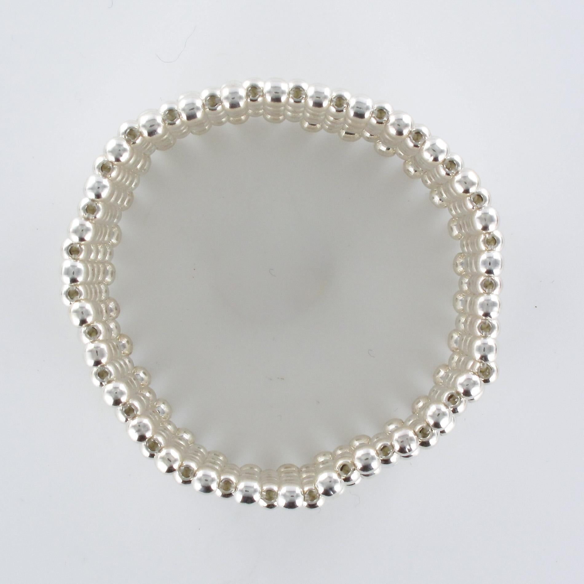 Modern Silver Pearls Cuff Bracelet 7