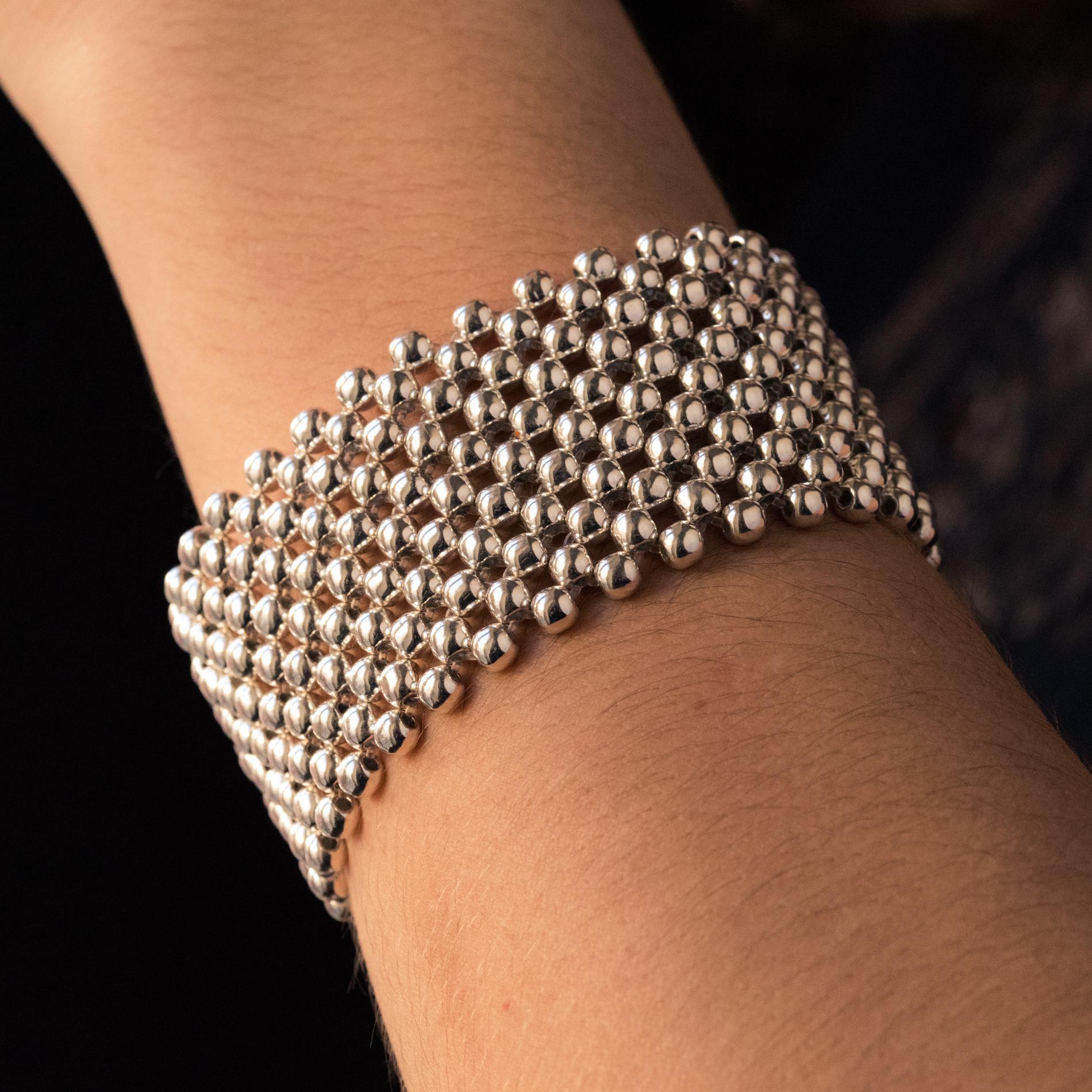 Women's Modern Silver Pearls Cuff Bracelet