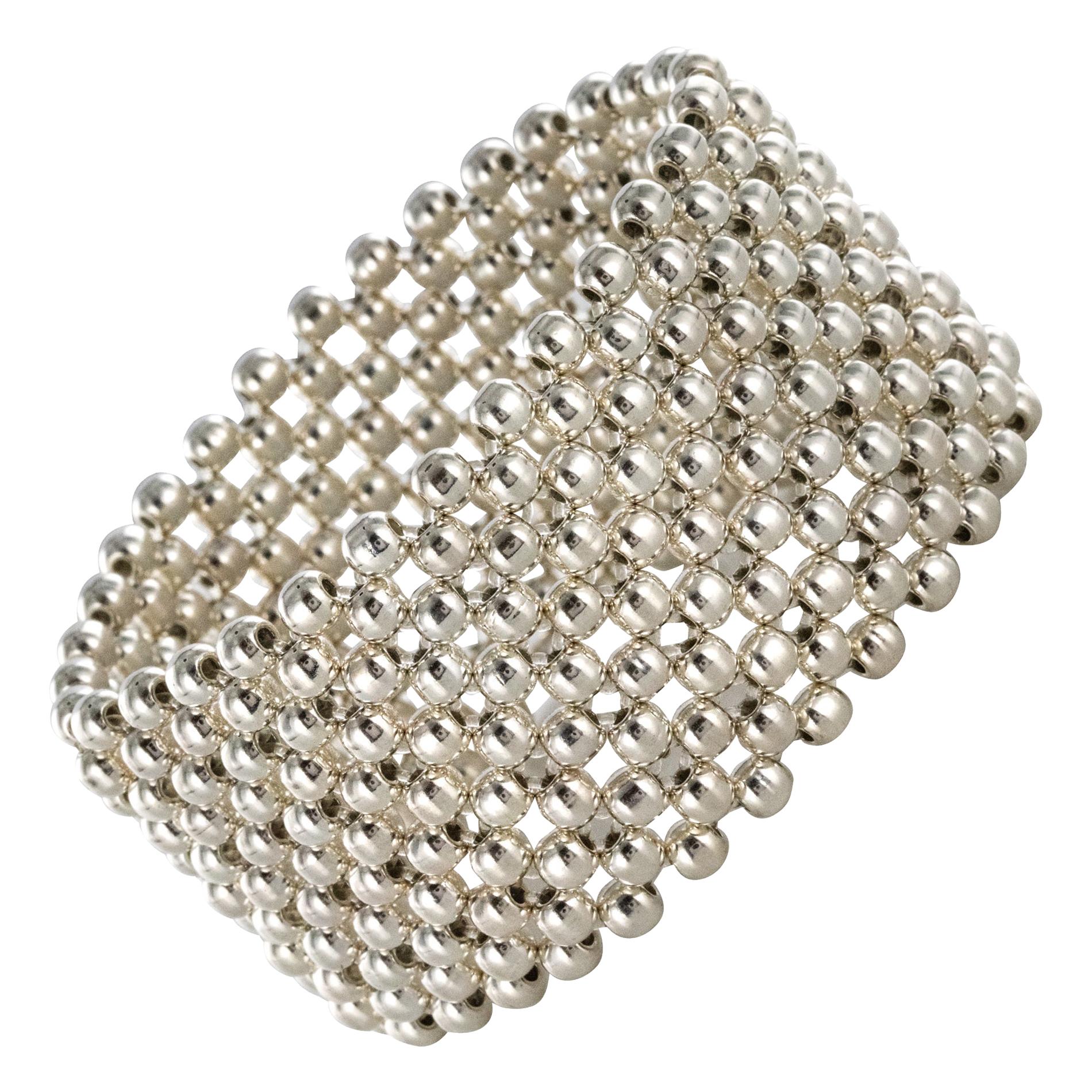 Modern Silver Pearls Cuff Bracelet