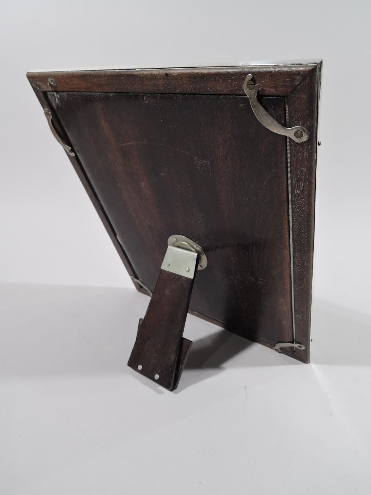 20th Century Modern Silver Picture Frame with Unusual Wood Back