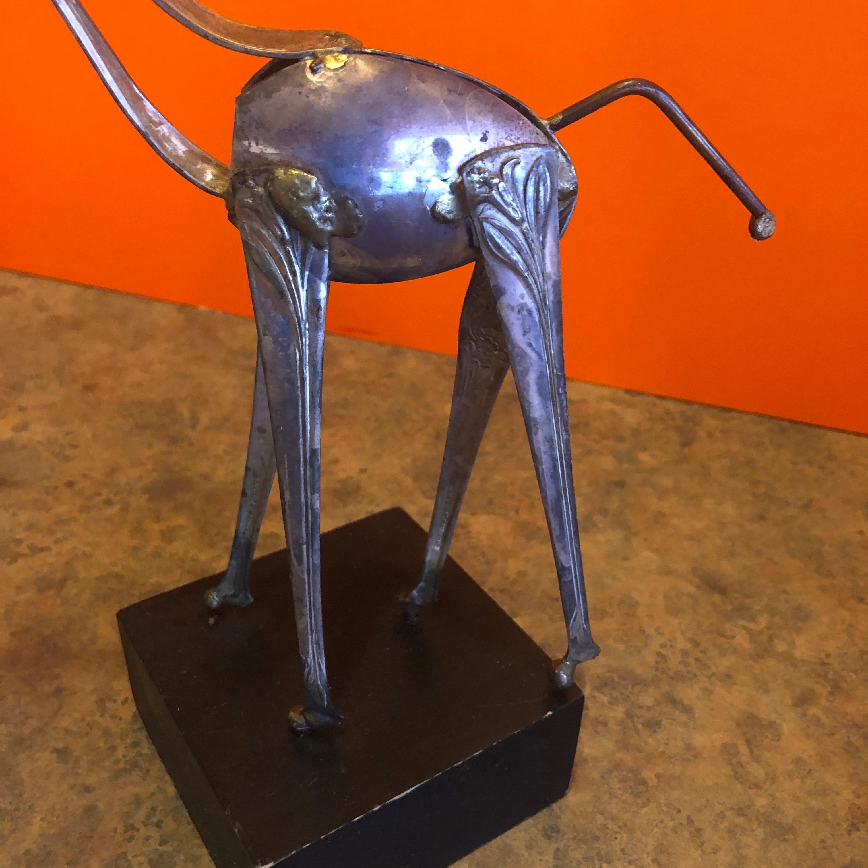 Modern Silver Plate Spoon Giraffe Sculpture by Raul Zuniga for Casa Del Arte For Sale 3