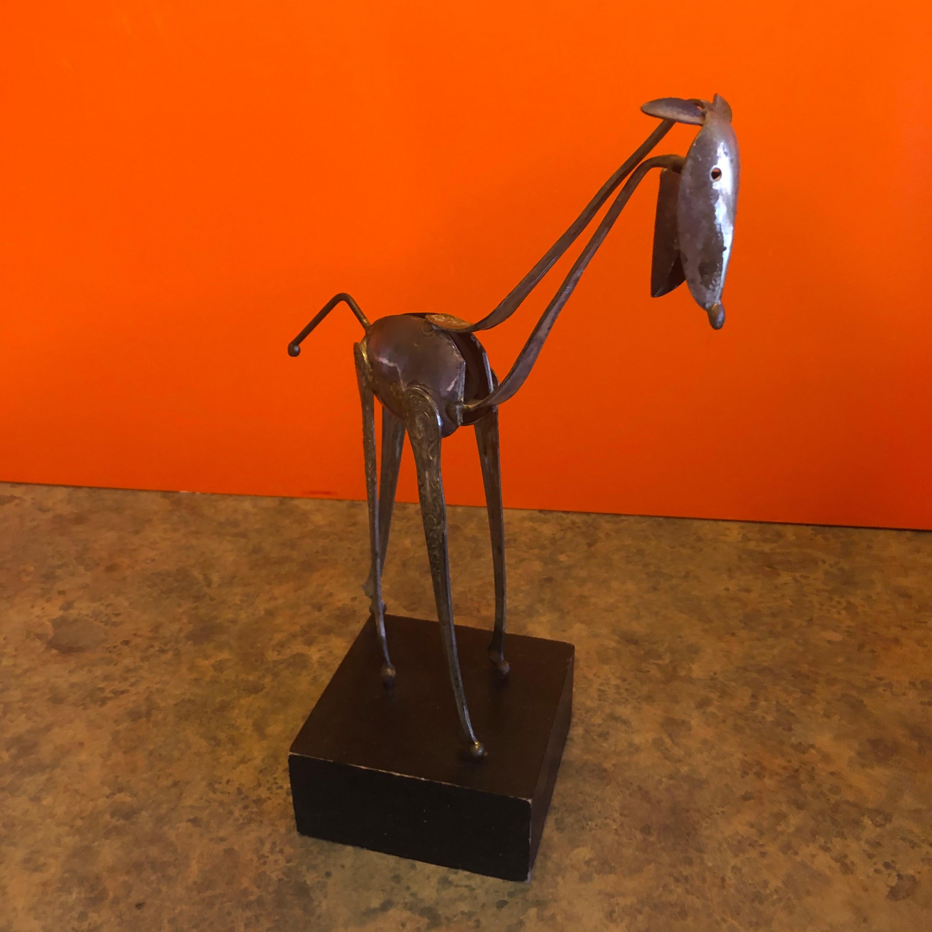 Mid-Century Modern Modern Silver Plate Spoon Giraffe Sculpture by Raul Zuniga for Casa Del Arte For Sale
