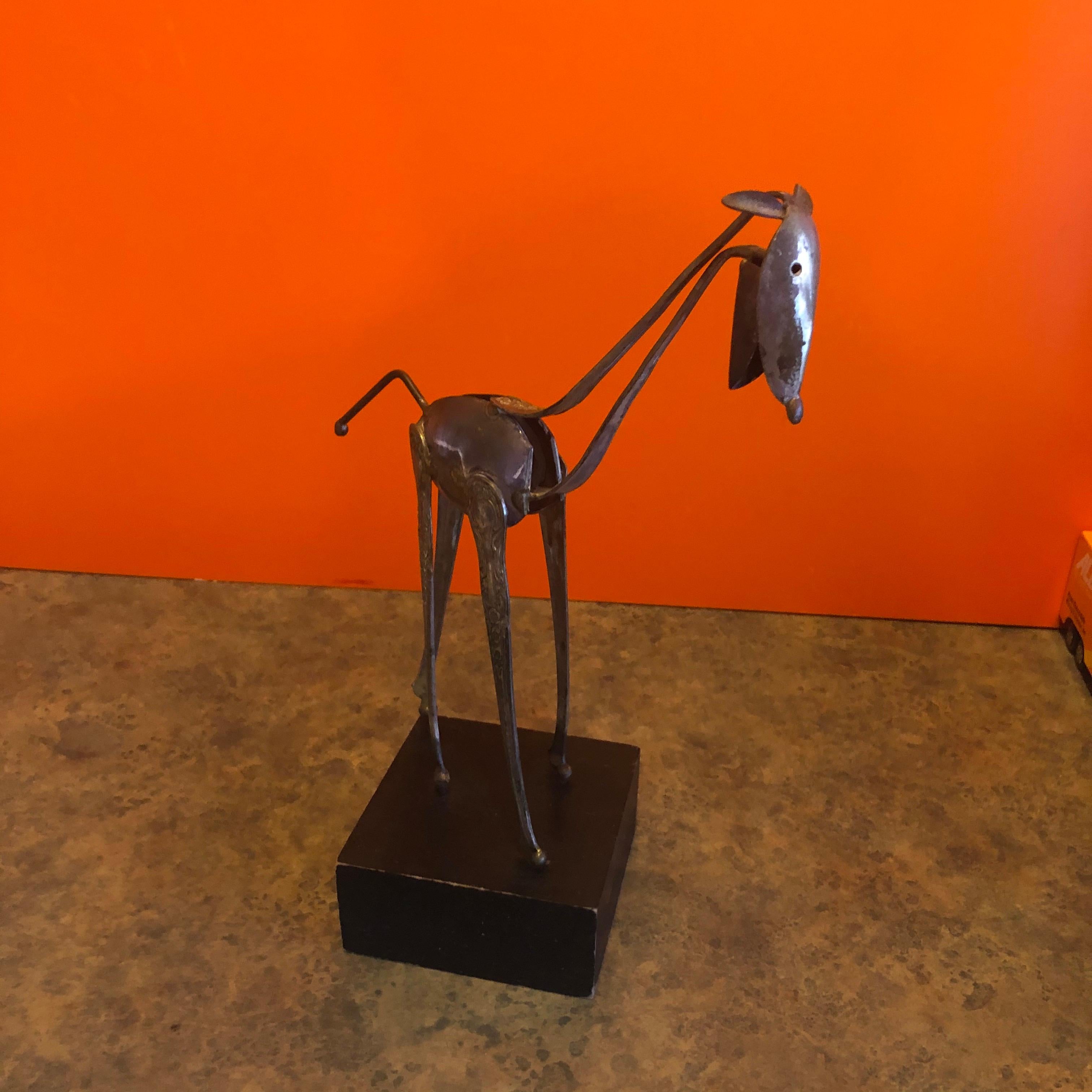 North American Modern Silver Plate Spoon Giraffe Sculpture by Raul Zuniga for Casa Del Arte For Sale