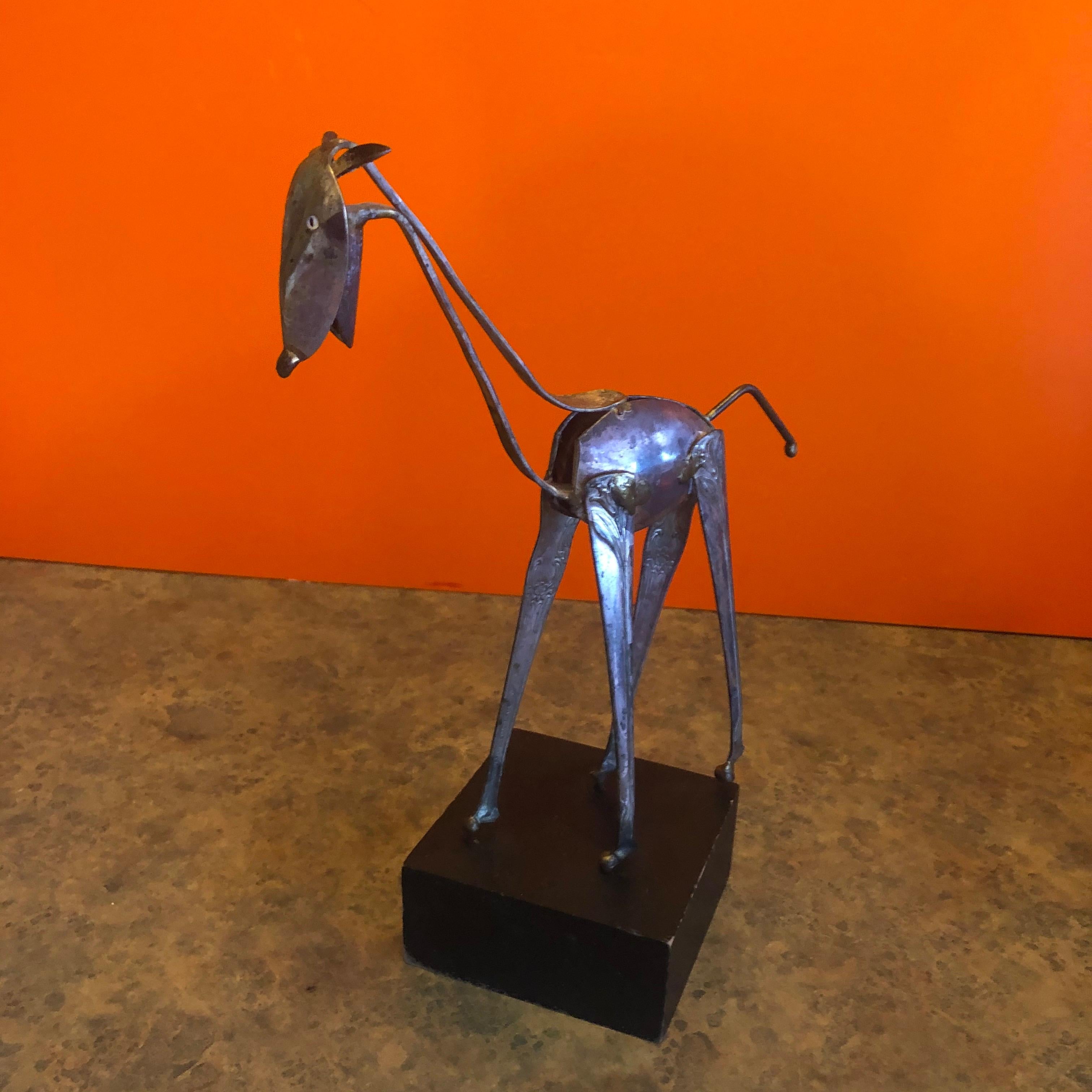 Modern Silver Plate Spoon Giraffe Sculpture by Raul Zuniga for Casa Del Arte For Sale 2