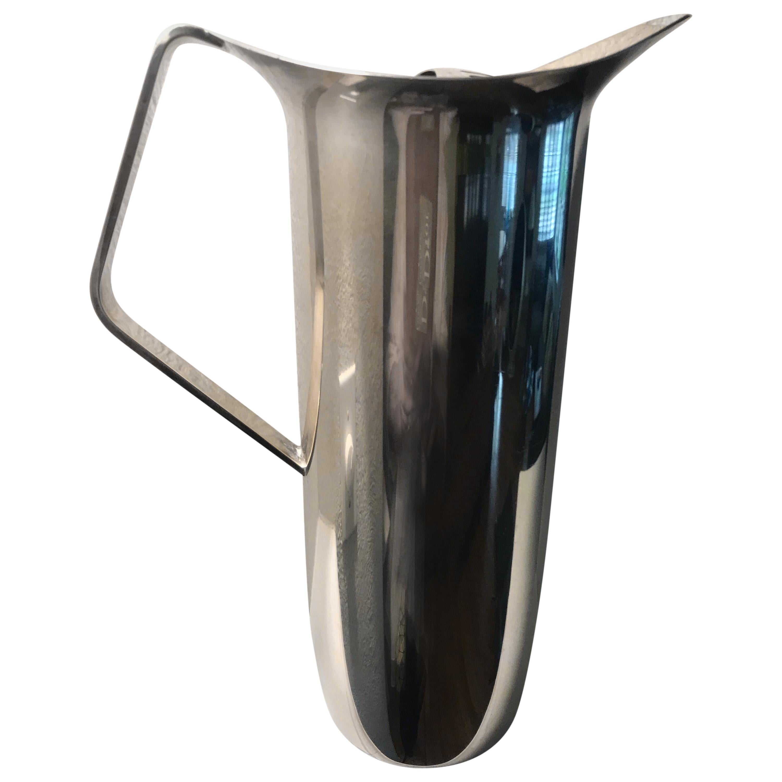 Modern Silver Plate Water Pitcher with Removable Ice Guard Barware by Towle