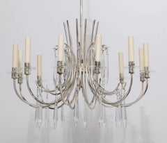 Modern Silver Plated Crystal Chandelier by Gaetano Sciolari, Italy, 1960s