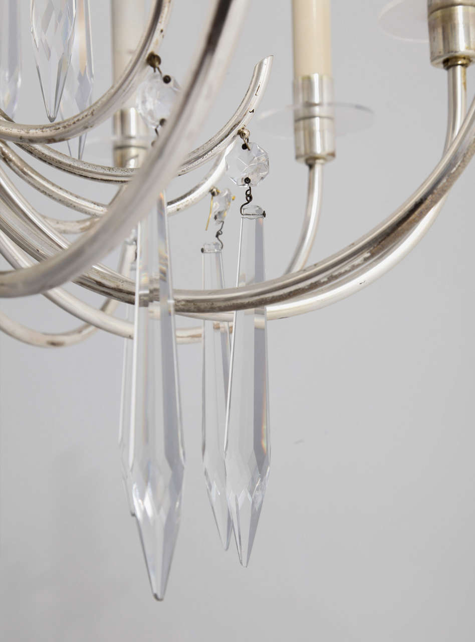 Moderner moderner versilberter Kristallkronleuchter von Gaetano Sciolari, Italien, 1960er Jahre im Zustand „Gut“ im Angebot in Antwerp, BE