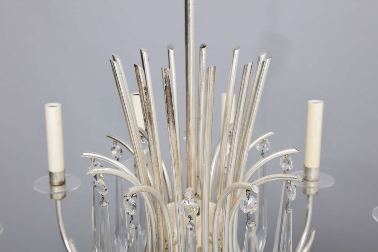 Lampadario moderno in cristallo placcato argento di Gaetano Sciolari, Italia, anni '60 in vendita 1