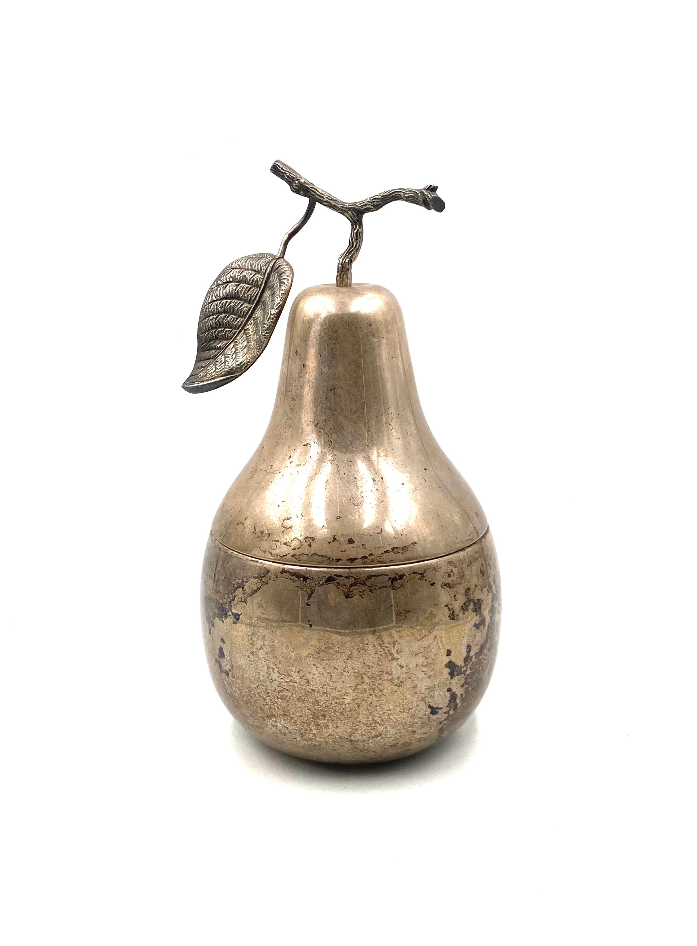 Modern silver-plated Pear wine cooler / ice bucket, Teghini Firenze Italy 1970s in vendita 6