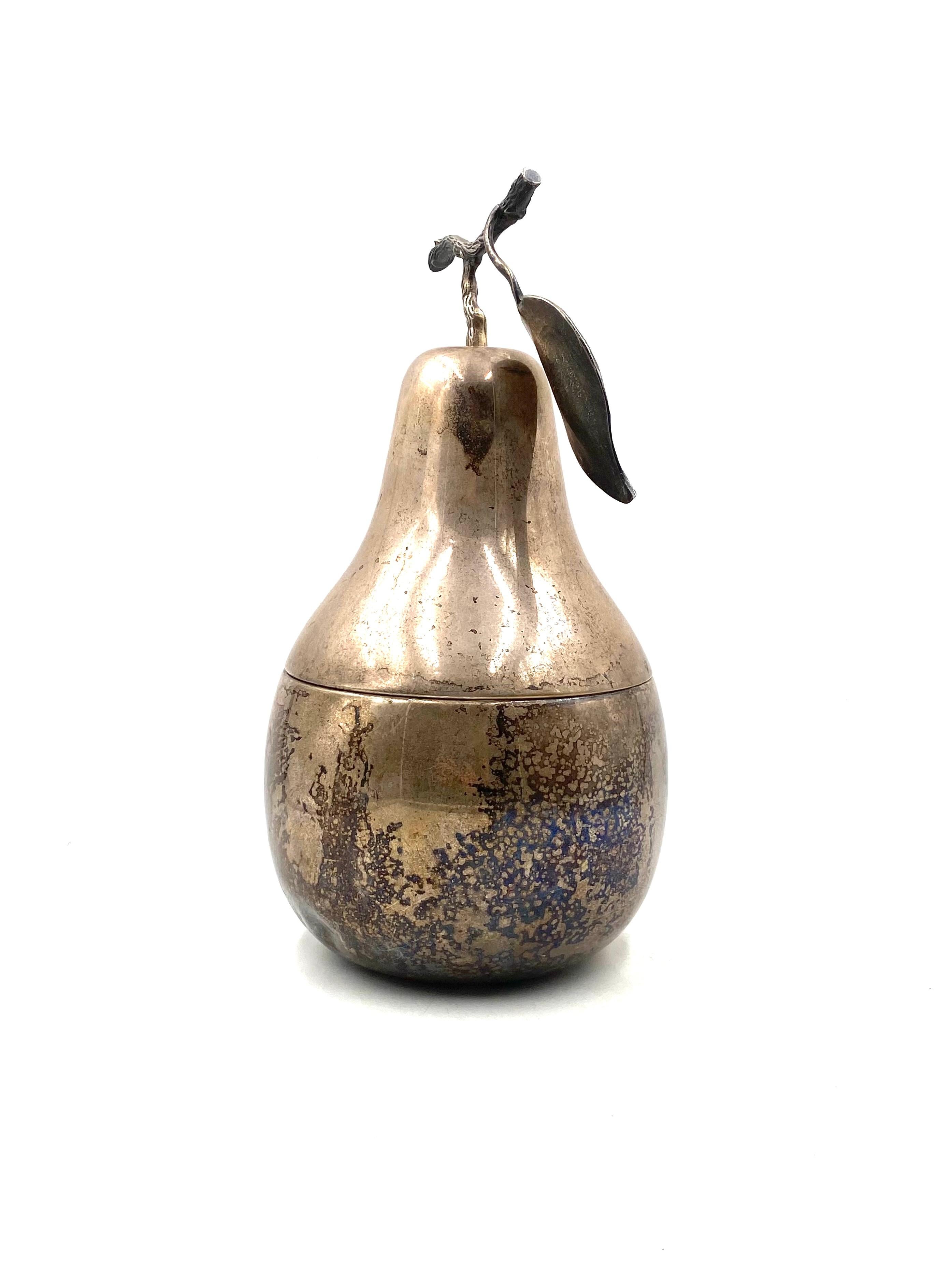 Modern silver-plated Pear wine cooler / ice bucket, Teghini Firenze Italy 1970s in vendita 9
